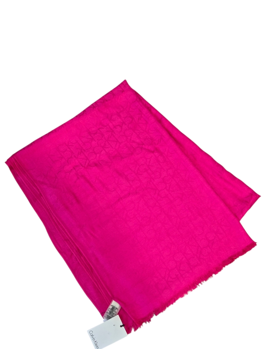 Calvin Klein Scarf Pink Monogram Logo Fringe Lightweight Wrap NWT